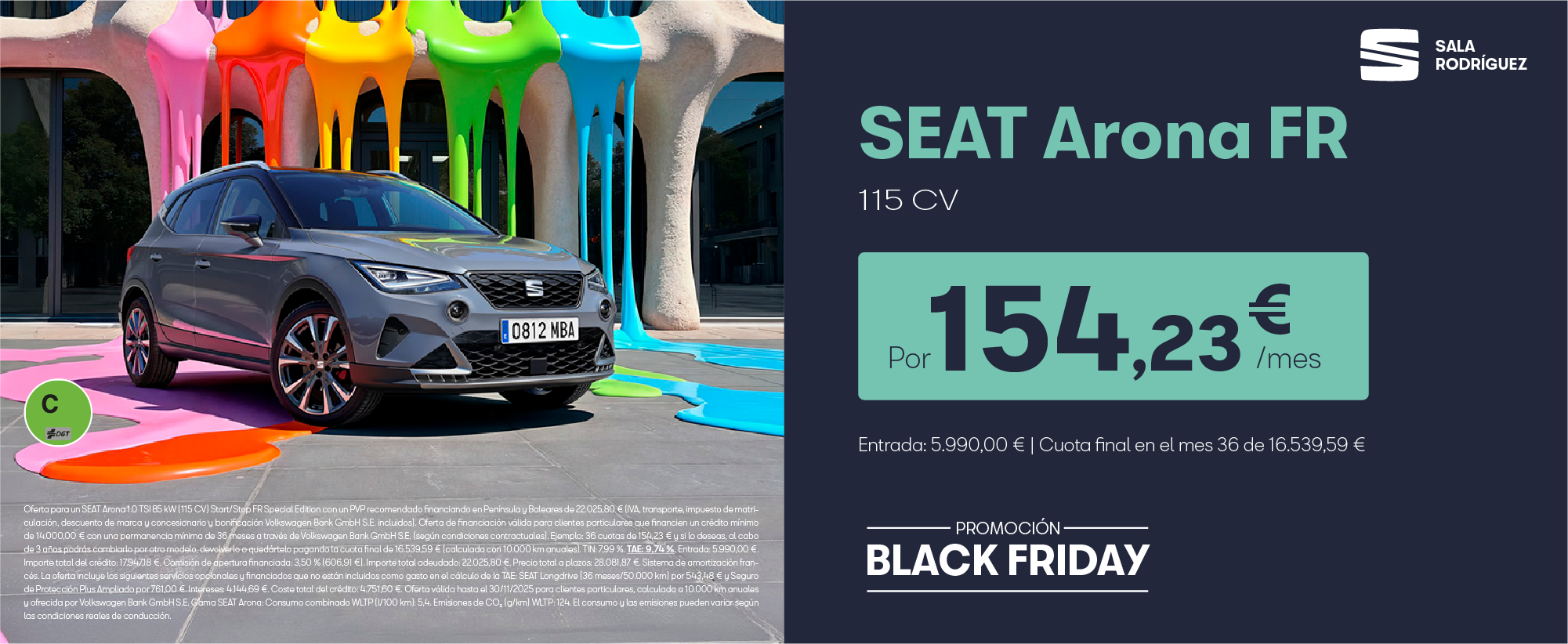 ¡Últimas unidades! SEAT Arona FR por 154,23€/mes*